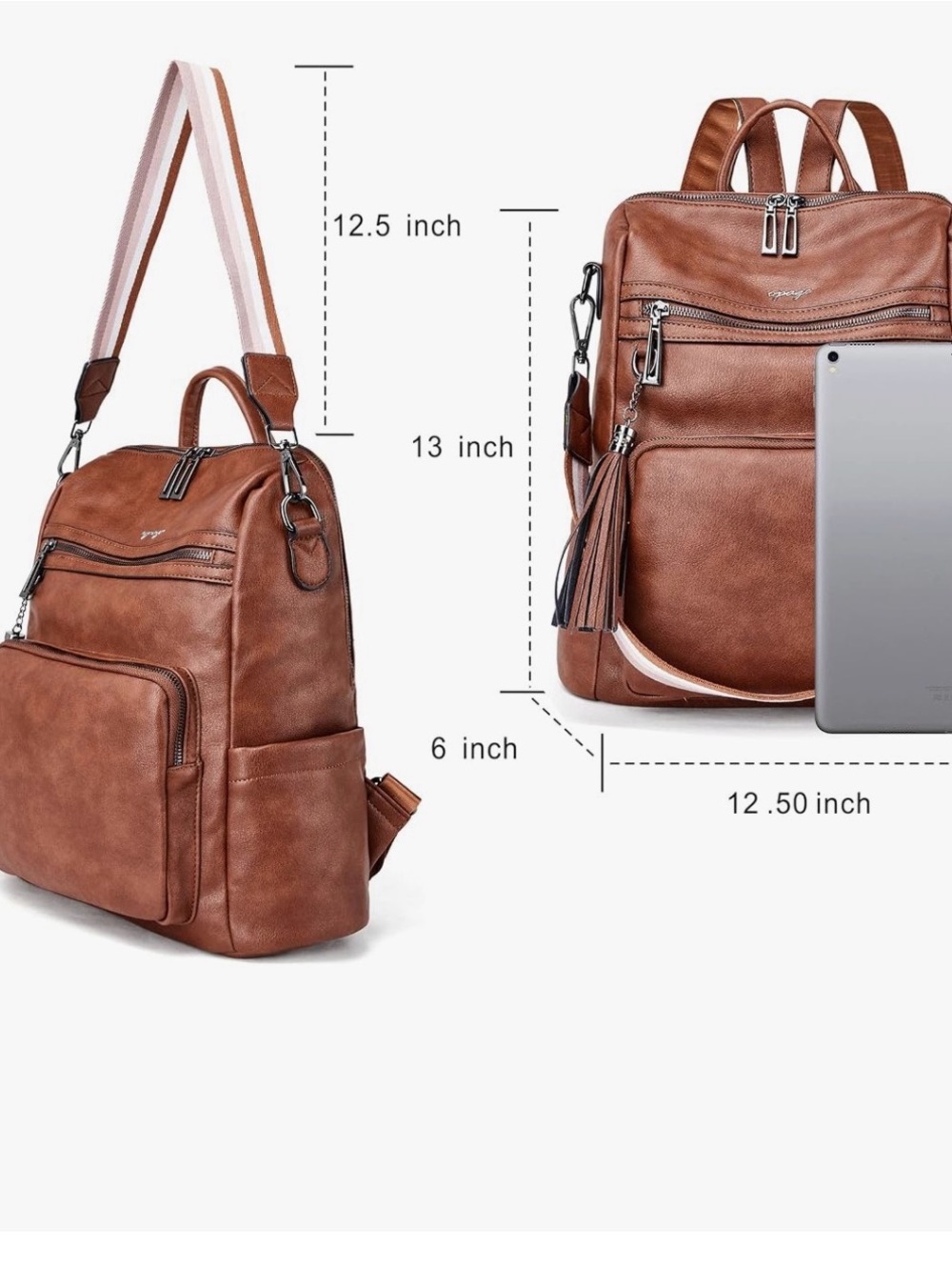 Brown Women's Leather Backpack - Versatile Everyday Bag - Picture 3 of 8